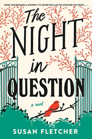 a red bird sits on a twig in a gate area. There are green bushes below the bird, and pink trees surrounding it. The title is in black letters and fills the image above the bird. The author's name is in white letters in the bushes below the bird. "a novel" is written in green lettering next to the bird.
