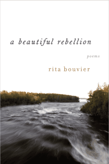 An image of a large river moving around a corner, with thick greenery on either side. The top two thirds of the cover is white, and the title and author's name are on that white background.